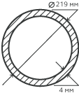 Труба нержавеющая 219х4х6000 мм.  AISI 304 (08Х18Н10) электросварная, круглая, матовая